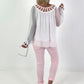 Silk Tunic with Crocheted Neckline - White