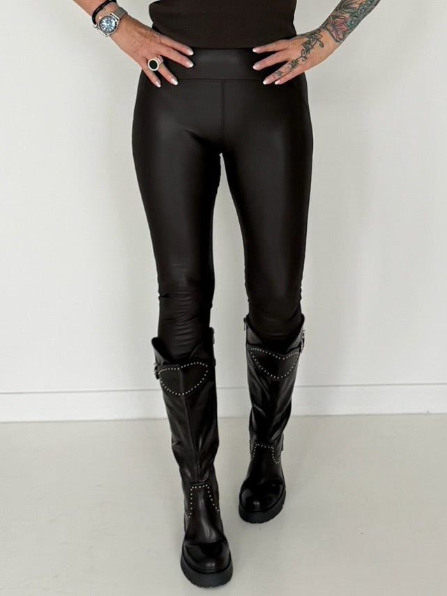 Vegane Lederleggings - mokka