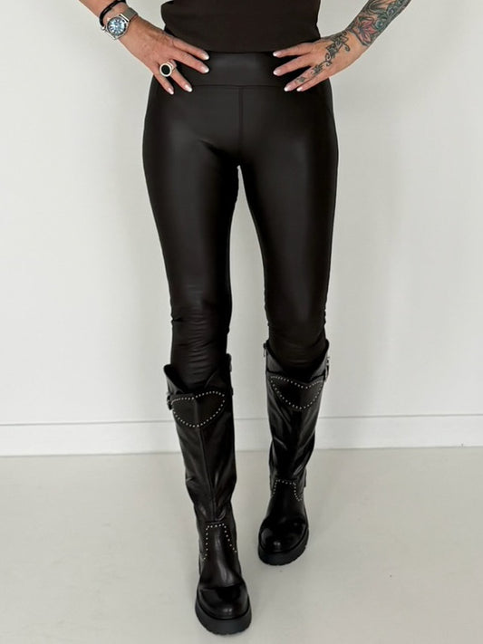 Vegane Lederleggings - mokka