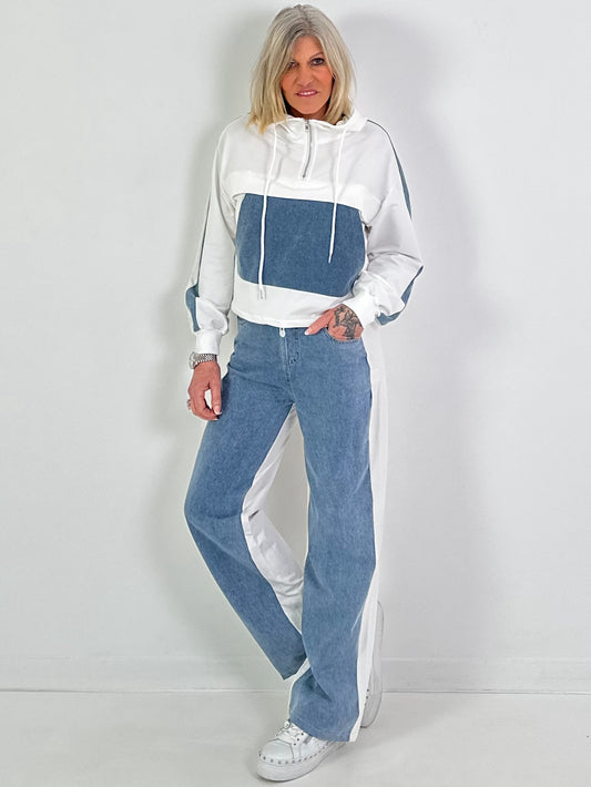 2-Teiler Sweat-Jeans - weiss