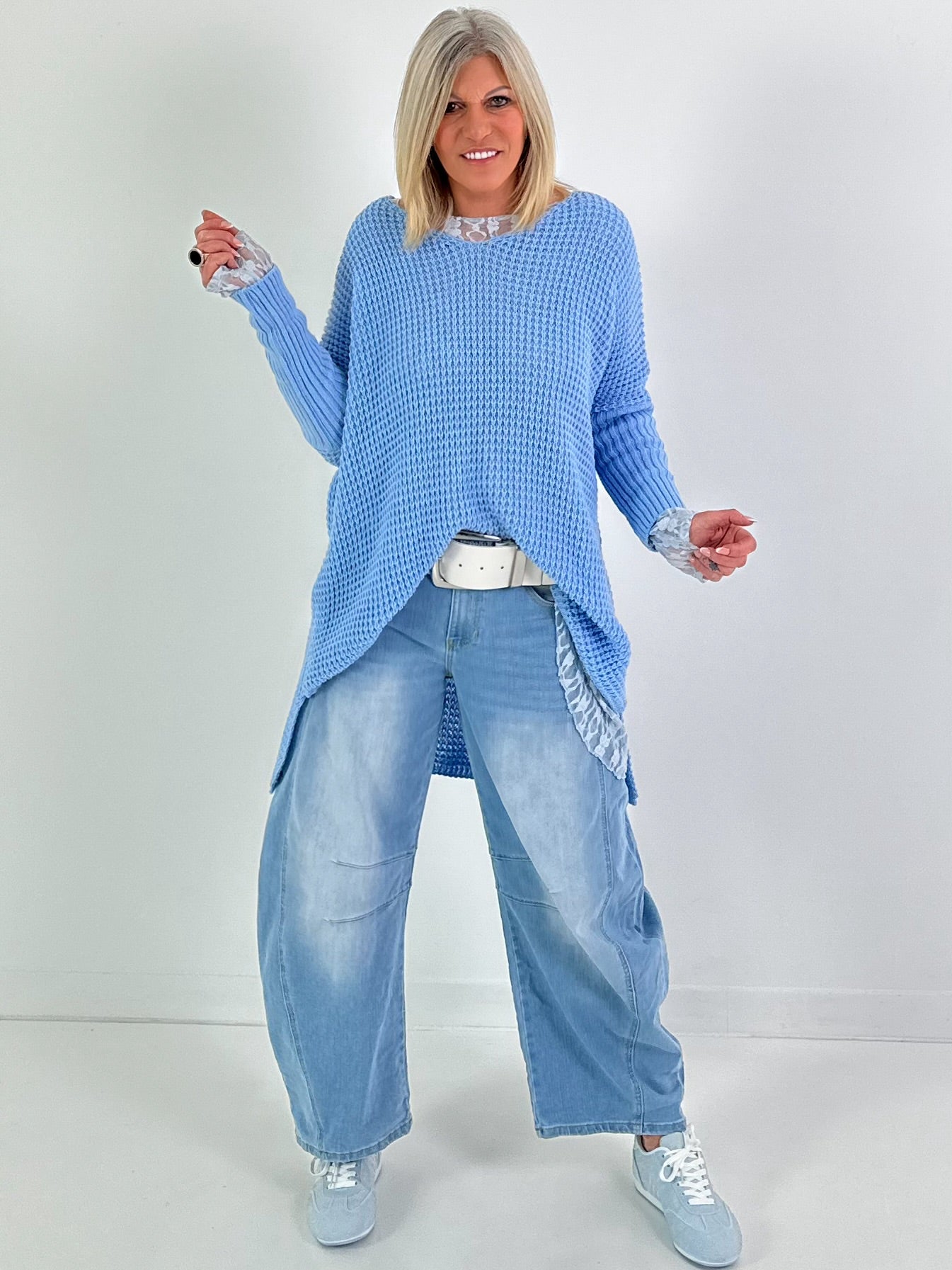 Trui met beenwarmers - lichtblauw