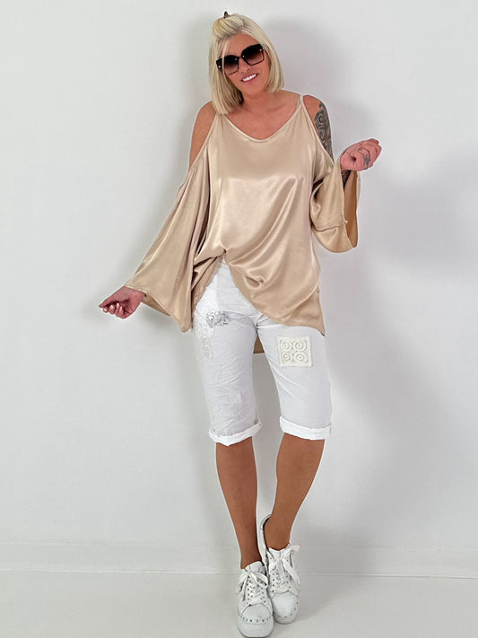 Satin-look tunic - gold