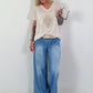 T-Shirt with Rhinestone Heart - beige