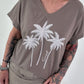 T-shirt with glitter palms - taupe