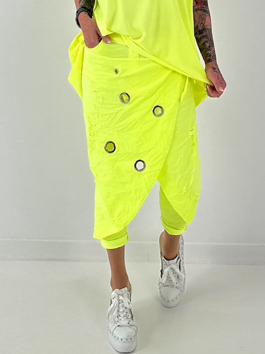 Stylische Hose im Knit-Look - neongelb