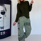 Basic Rollkragenpullover - oliv