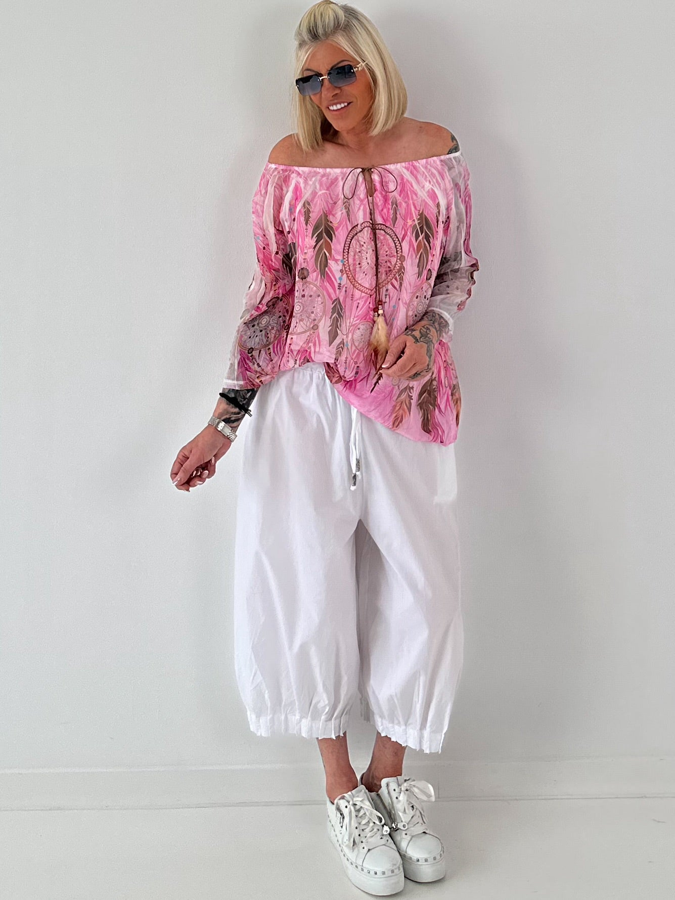 Tunika mit Print - pink - mehrfarbig