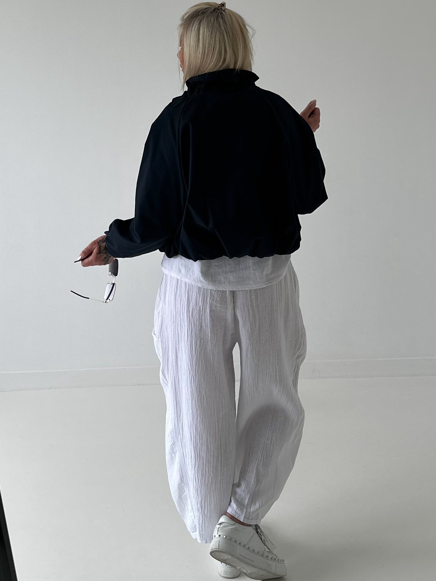 Ballon Jacke mit raffiniertem Kragen - dunkelblau