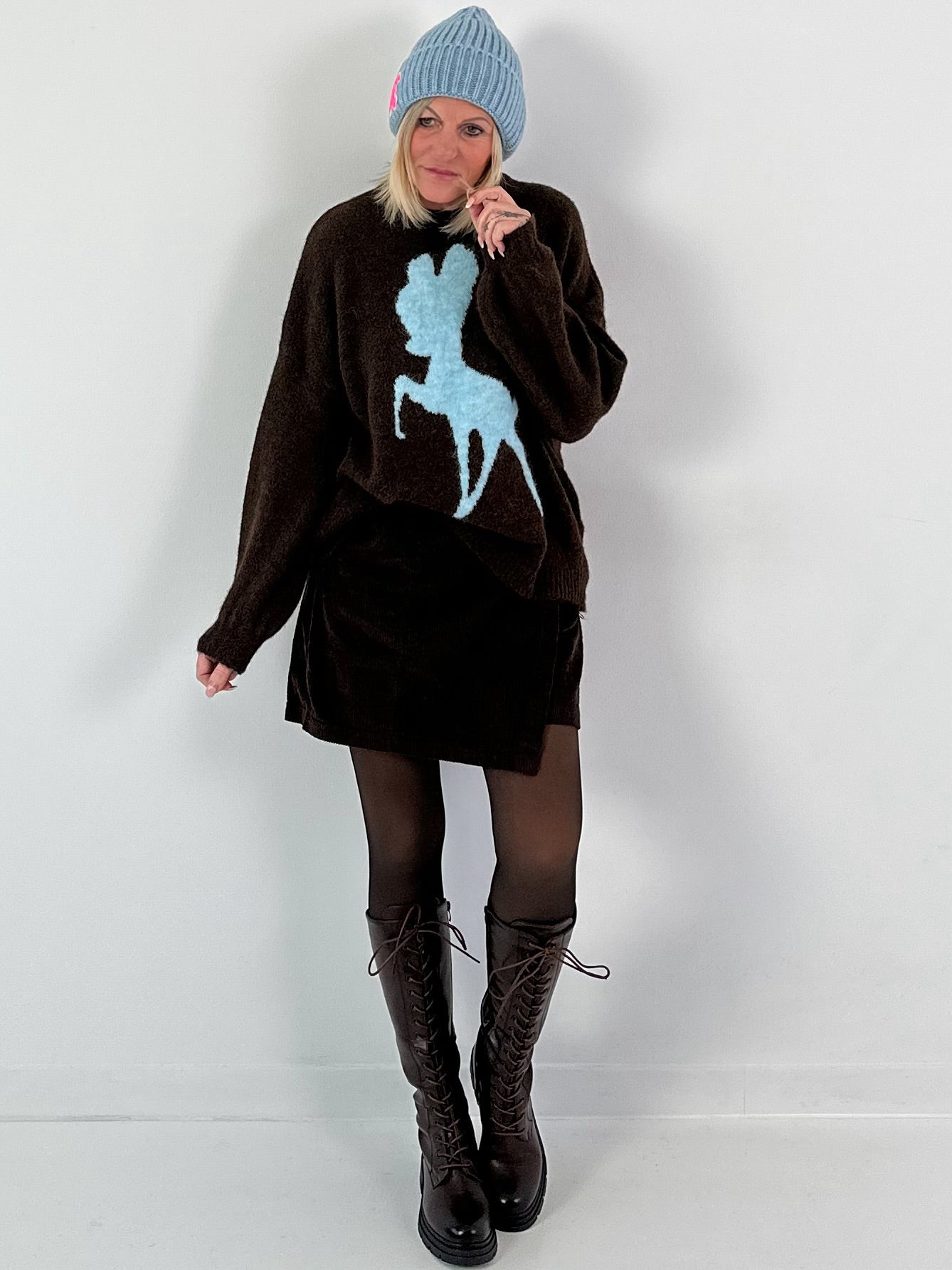 Sweater model "Nala" - coffee-ice blue