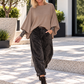Sweater with turned-up sleeves - taupe