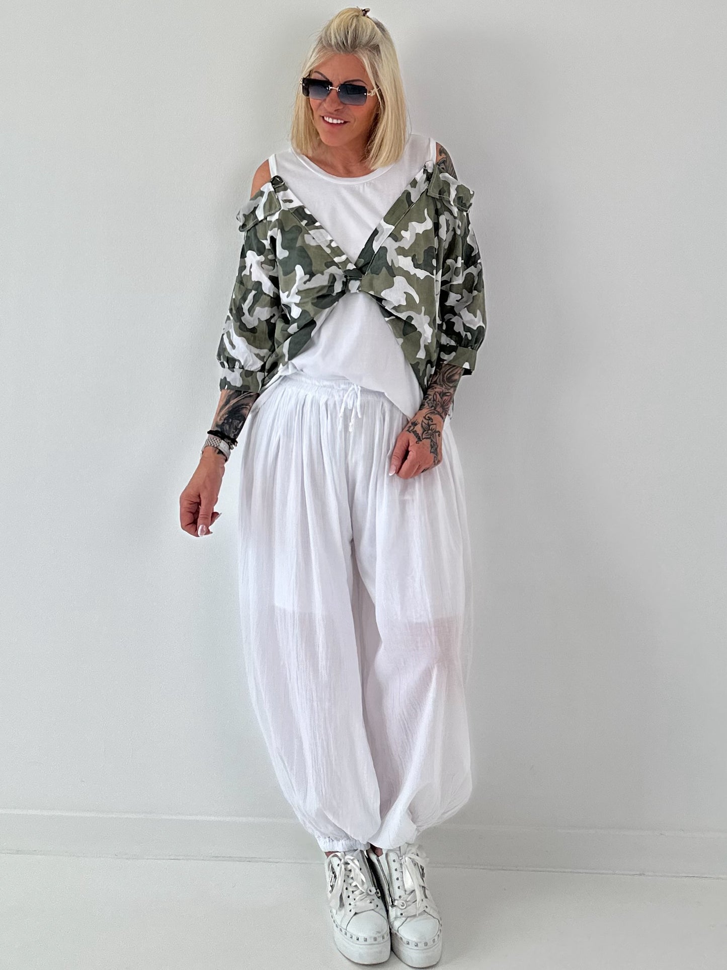 Tunika mit integrierten Top - camouflage- weiss-khaki