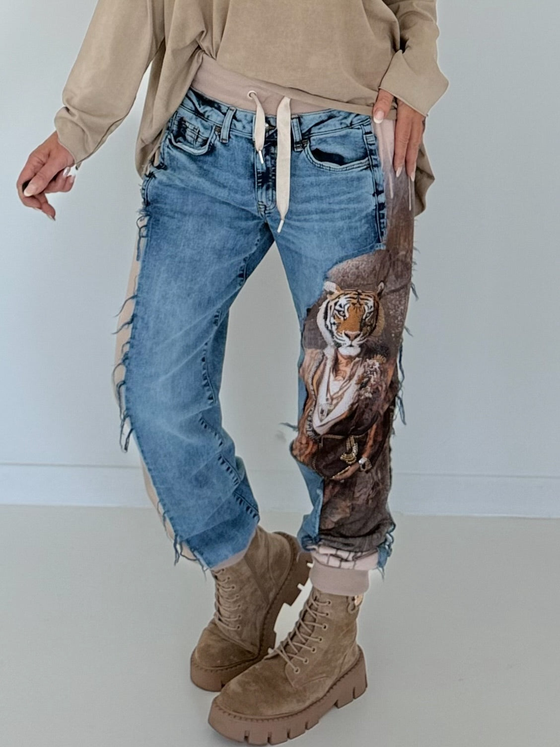 Jogg-Jeans im Used Look Tiger - denim