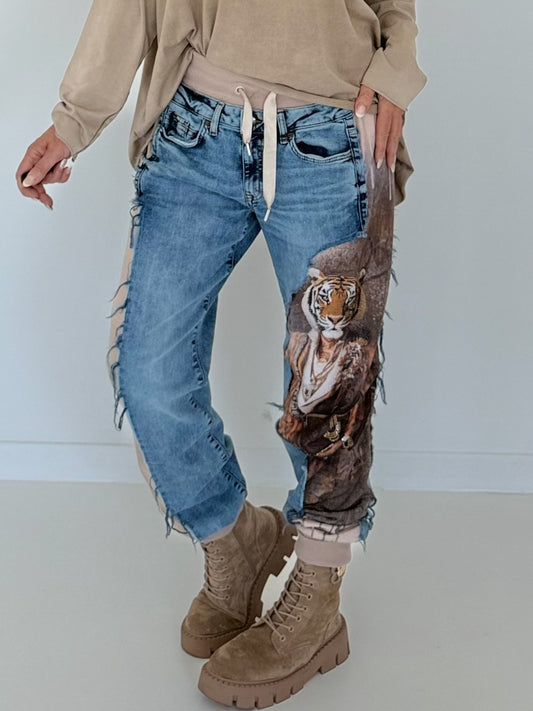 Jogg-Jeans im Used Look Tiger - denim