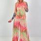 Two-piece set with pattern and Lurex - pink-mint-beige