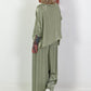 Two-piece set in a satin look - khaki