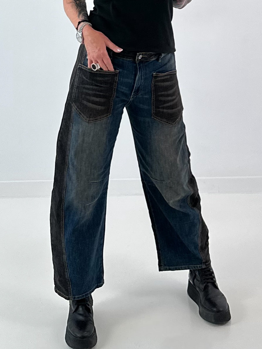 Ballon Jeans broek met leuke details - denim-zwart