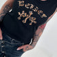 Ripp Tank Top mit Print  - schwarz