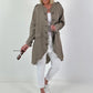 Oversized Leinen Military Blazer - taupe