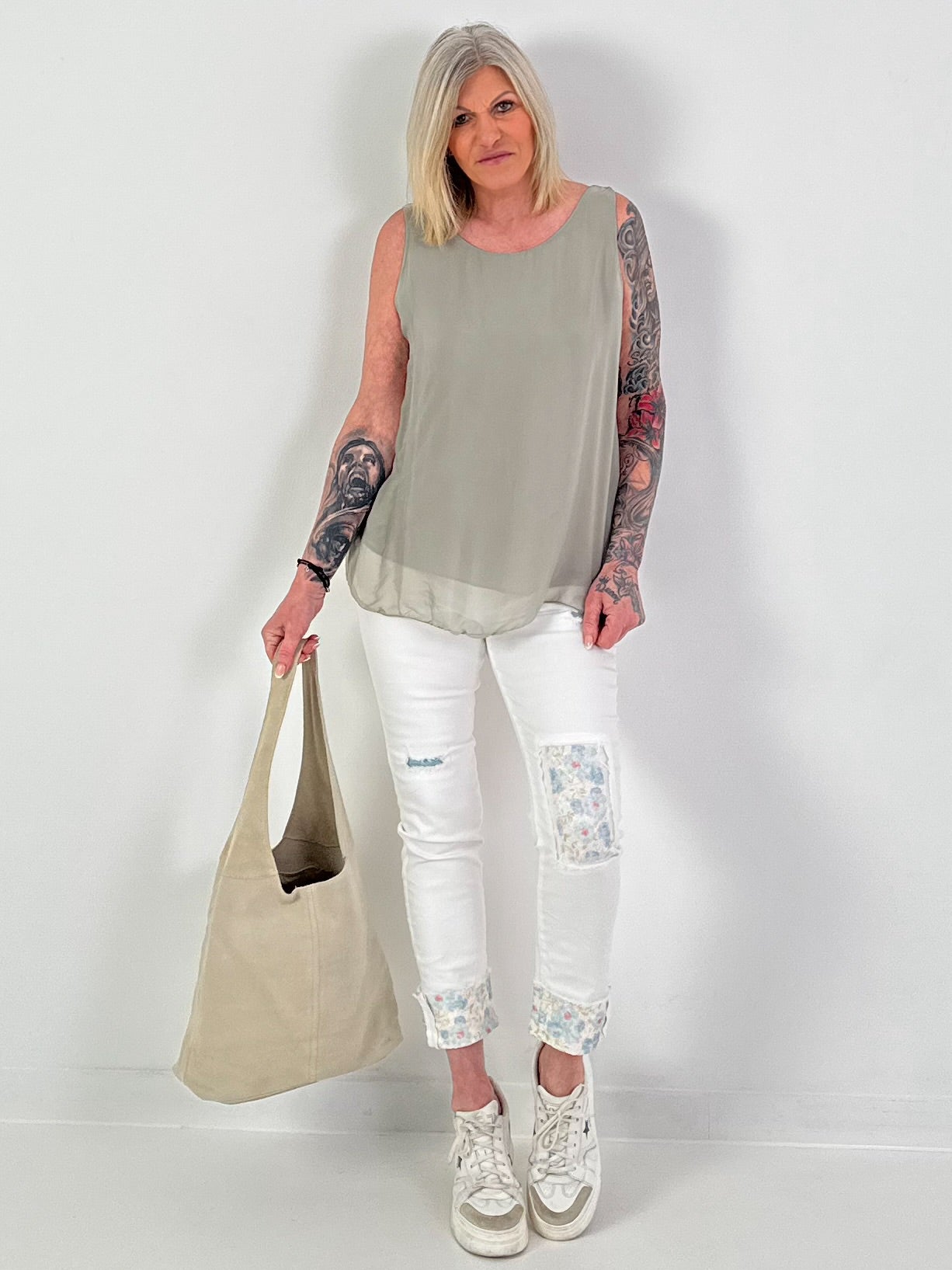 Seiden Top - taupe