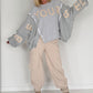 Sweater mit Strickeinsätzen - hellgrau