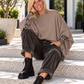 Sweater with turned-up sleeves - taupe