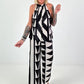 Two-piece outfit with graphic pattern - black and white