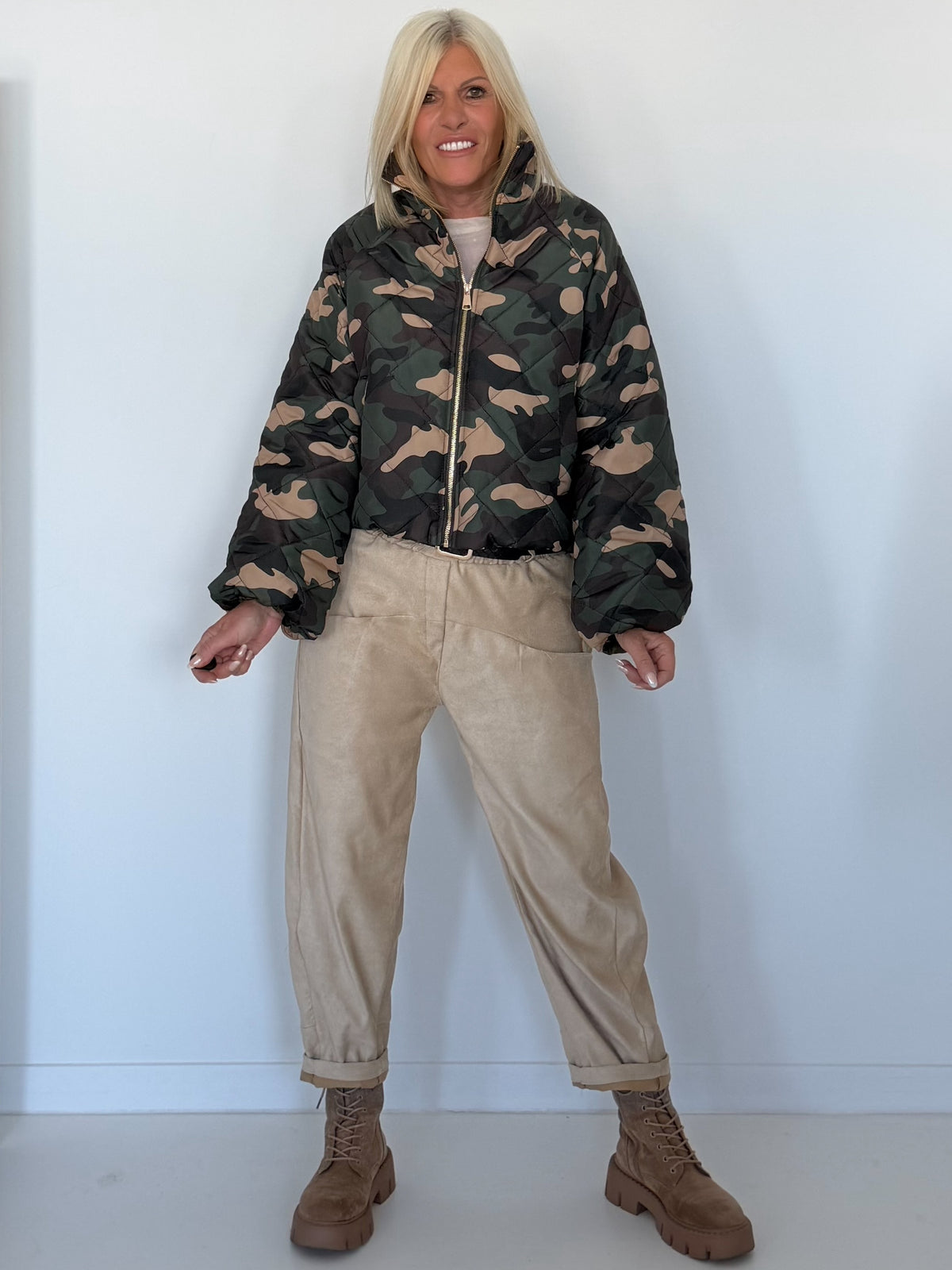 Puffy-Bomberjacke im Camouflage-Look - oliv-mehrfarbig