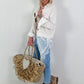 Boho Jacke mit Paillettendetails - weiss
