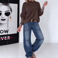 Stretch belt with gold buckle - mocha