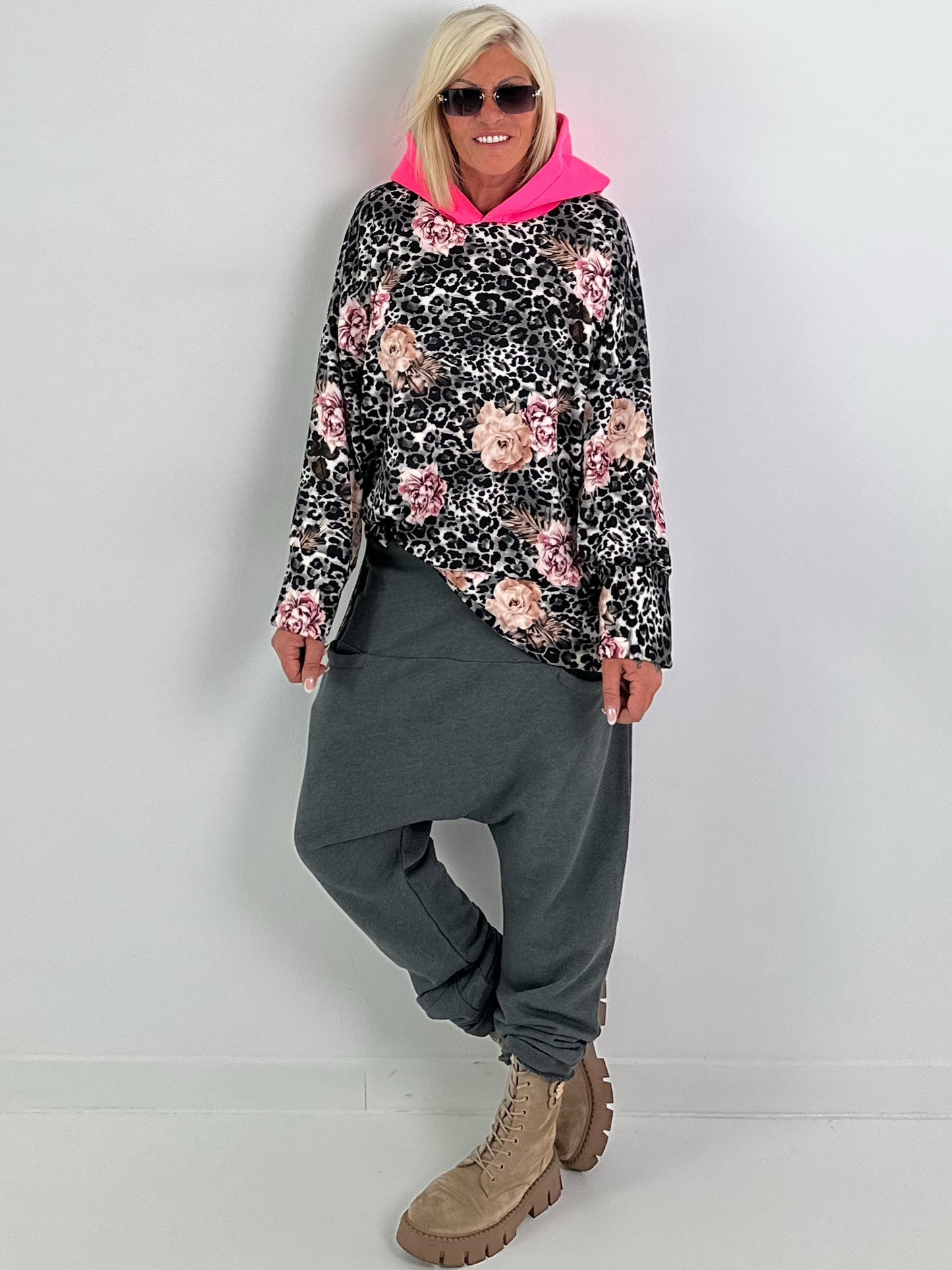 Sweat Baggy mit Tasche - anthrazit