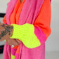 Pullover mit V-Ausschnitt - neonorange-mehrfarbig