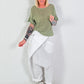 Summer knit sweater with short sleeves - khaki