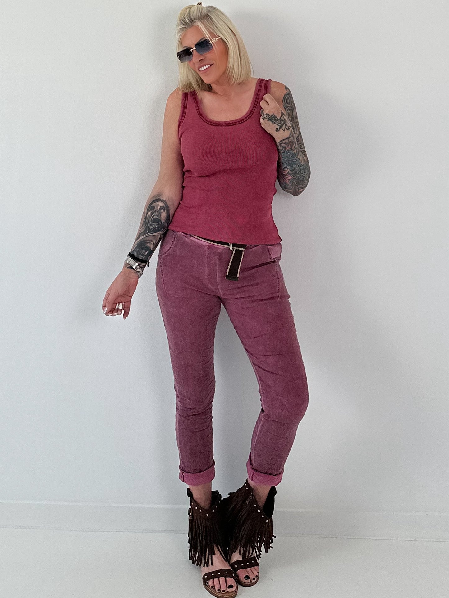 Ripp Tank Top  stone washed - berry