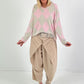 Sweater im Rautenmuster - beige-rosa
