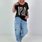 T-Shirt mit Leo Schuhprint - schoko