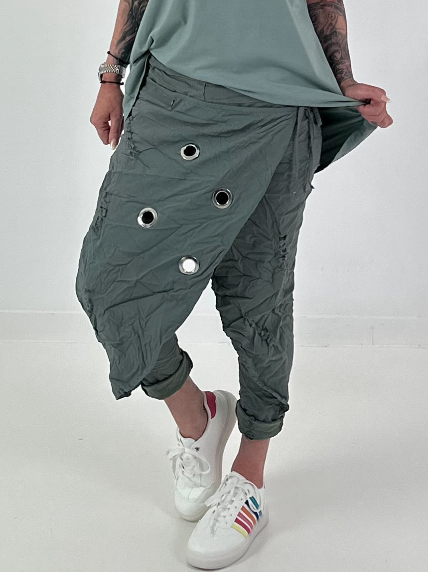 Stylische Hose im Knit-Look - khaki
