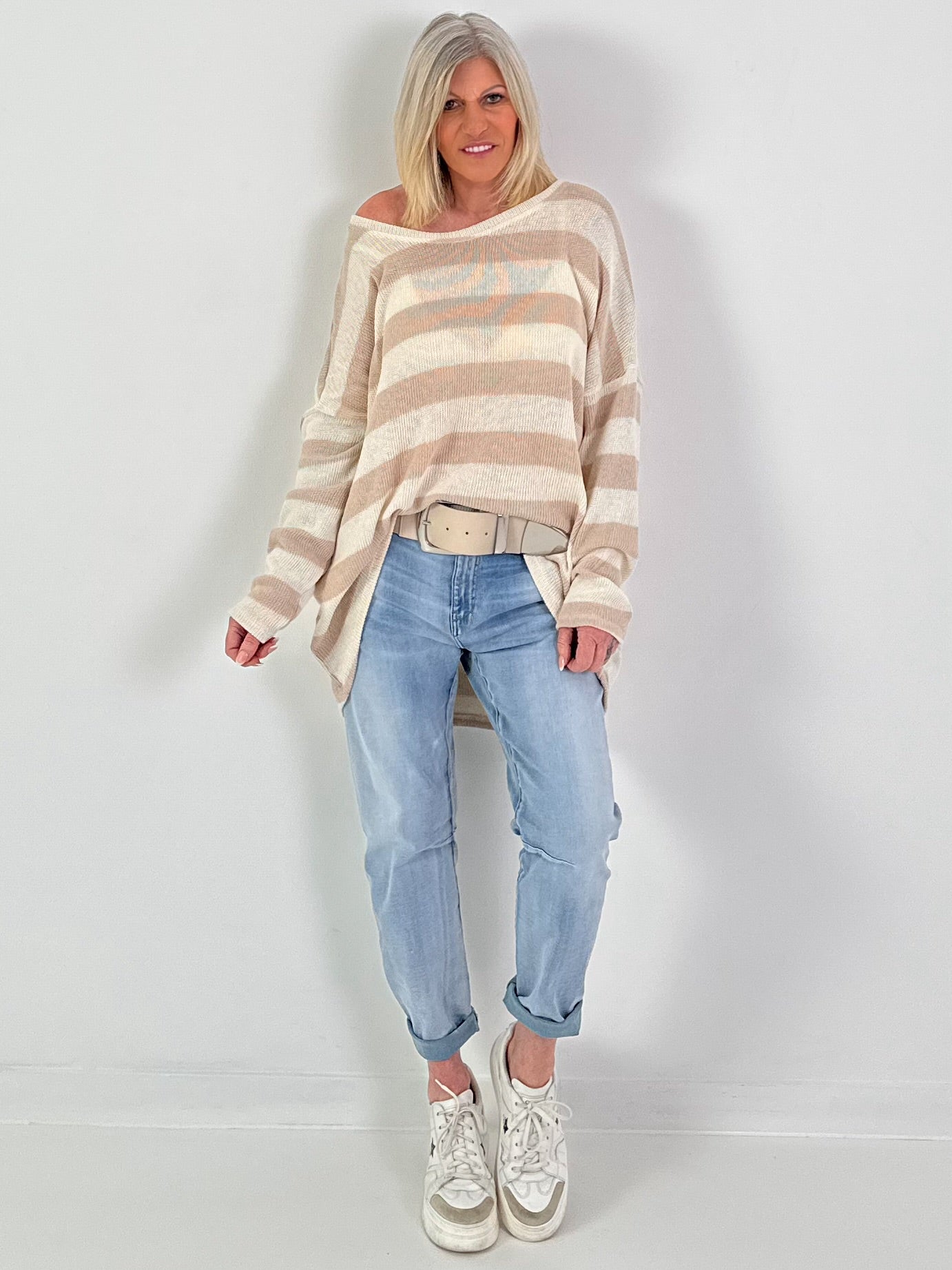 Pulli mit Streifen - beige-taupe