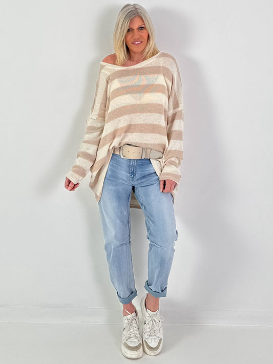 Pulli mit Streifen - beige-taupe
