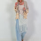Boho-jasje met uitgebreide details - beige-blauw