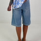 Jeansshort mit silbernen Ösen - denim