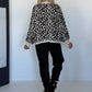 Strickjacke im Leo-Style - schwarz-beige