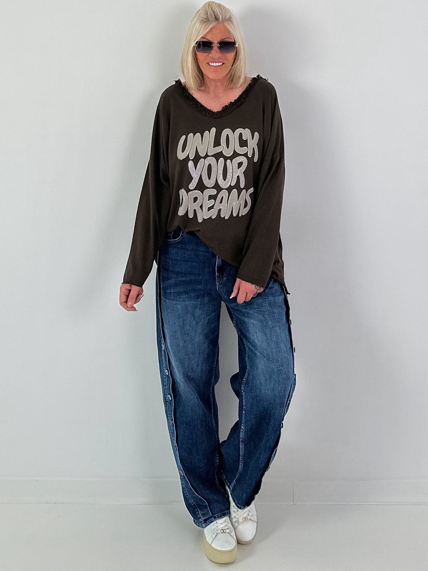 Oversized Shirt Unlock Your Dreams - mocha