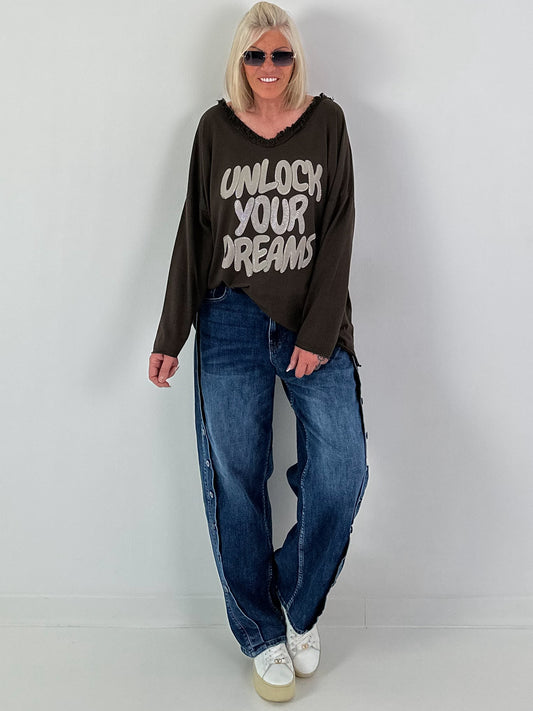 Oversized Shirt Unlock your Dreams - mokka