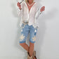 Boho blouse with elaborate details - white