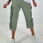 Trousers with eyelet details - khaki