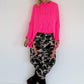Pullover mit Stulpenärmeln und Zopfmuster - neonpink