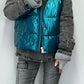 denim jacket with quilted vest - silver-grey