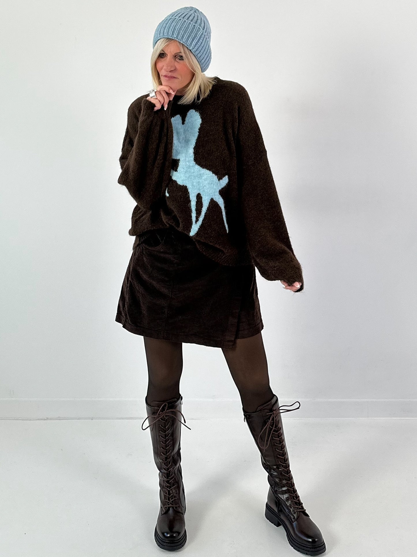 Sweater model "Nala" - coffee-ice blue