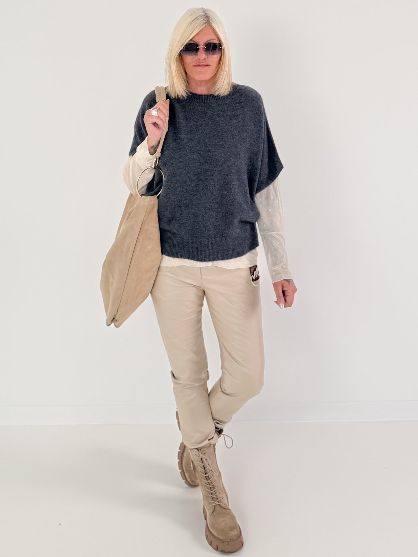 Soft knitted tank top - anthracite