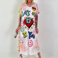 Dress with print mix - white-green-multi-colored